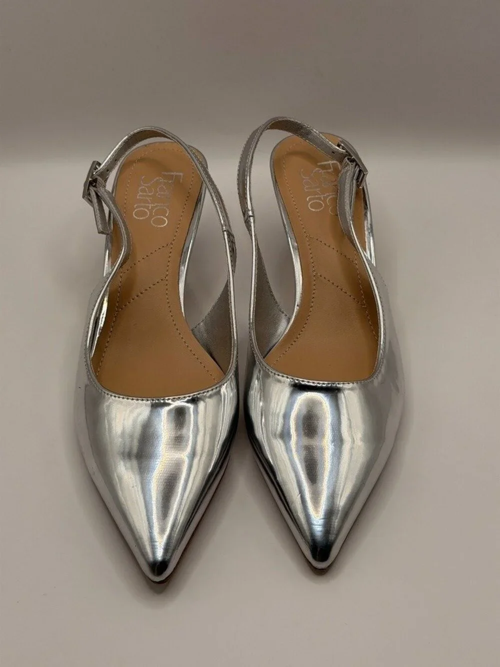 Franco Sarto Womens Kate Silver Slingback Pump Heel Sz 6.5